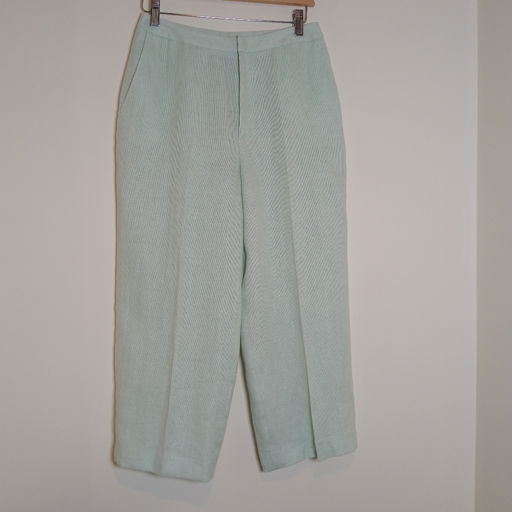 NEW Linda Allard Ellen Tracy Vintage 80s Linen Wide Leg Cropped Pants